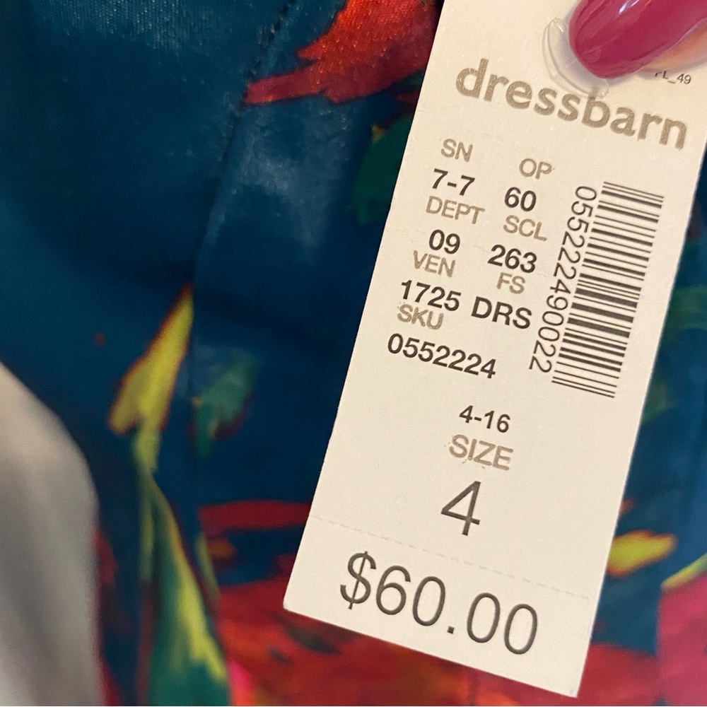 NWT New Dressbarn Emerald Floral Cocktail Skater Dress Size 4 Keyhole Sleeveless - Picture 10 of 11